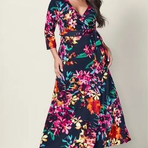 Floral surplice wrap maxi